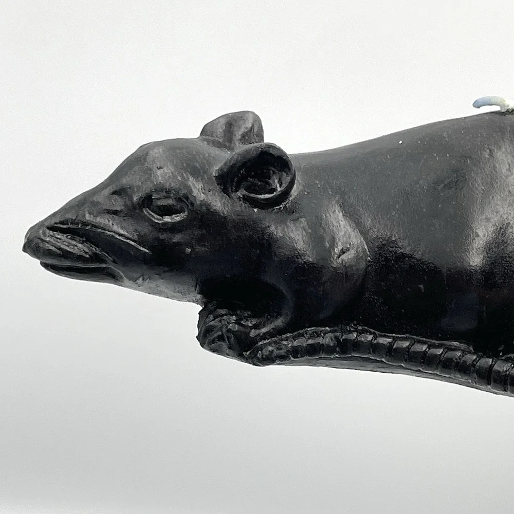 Vintage 1990s Old Navy Supply Company Black Rat Mouse Candle Halloween 9.3 Oz